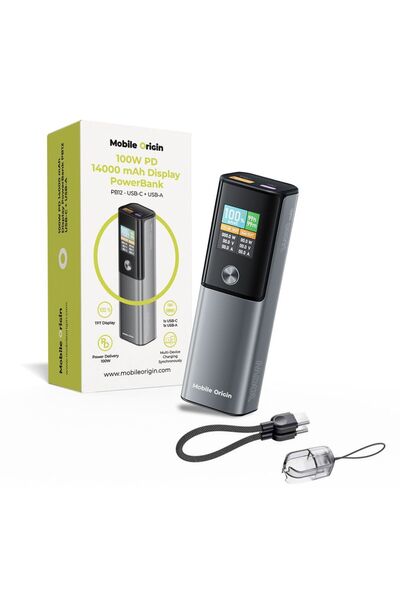 Mobile Origin Εξωτερική Μπαταρία 100W PD 14000mAh με Οθόνη PB12 - USB-C + USB-A