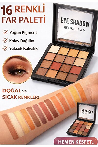 NUNUKO 16 Renkli Kare Far Paleti (Yüksek Pigmentli)
