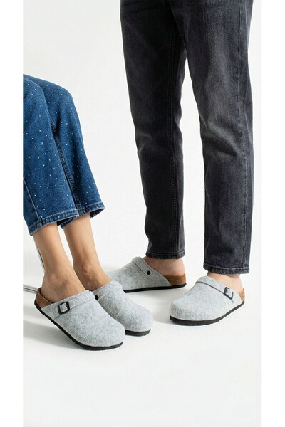 Generic Brand Gray Imported Felt Unisex Home Slippers Comfortable Warm Comfor...