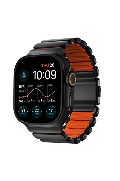 Nomad Curea Stratos Band, Titan Negru și FKM Portocaliu Ultra, pentru Apple W...