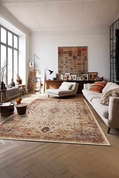 BigArts Home Etnik Desenli Şönil Dokuma Salon Mutfak Halısı Kaymaz Taban Yuva...