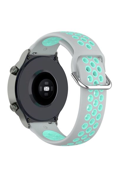 SILKASE Smartwatch Liquid Silicone Sport Strap (20mm), Grey/Cyan Blue