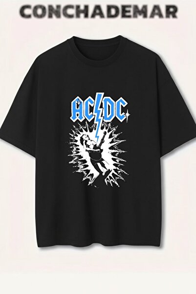 Vordevia ACDC Βαμβακερό μπλουζάκι με στάμπα Premium Oversize