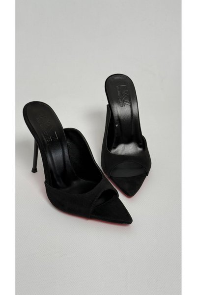 Naz Luxury Shoes Luvi̇a Heelled Slippers Black