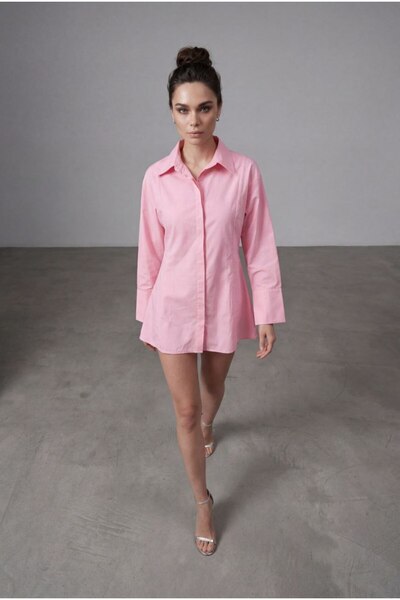 ÇEÇİM Γυναικείο Μίνι Φόρεμα με Γιακά Πουκάμισου NSA-58101