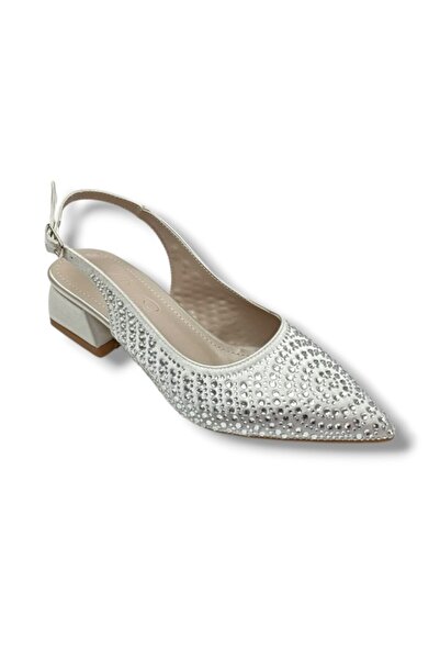 Defne 795-26 Γυναικείο στιλέτο με τετράγωνο τακούνι από σατέν πέτρα ήλιου και...