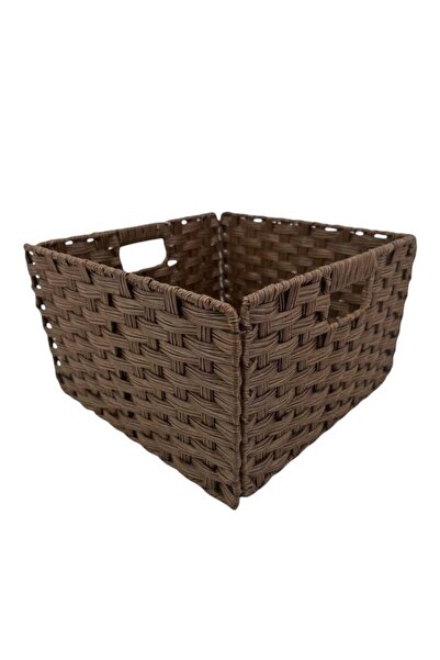Otantik Çarşı Ψάθινο Πλαστικό Πλεκτό Πτυσσόμενο Καλάθι Οργάνωσης 33x33x21 εκ.