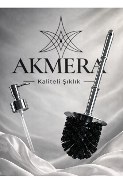 Akmera Home Gümüş Gold Sıvı Sabunluk Pompası & WC Fırça Kulp Seti – Yedek Parça