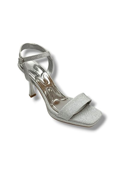 ERBAY 600-26 Glittery Satin Single Strap Mid Heel Women's Sandals (10cm)