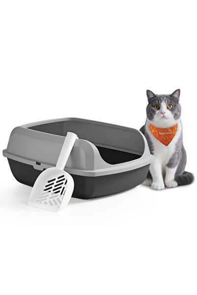 feandrea Τουαλέτα γάτας XL, Ανοιχτή, με ψηλά τοιχώματα και φτυαράκι, 56x42x24...