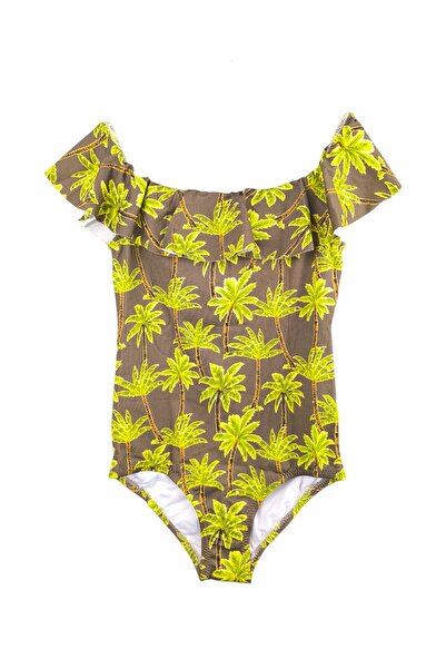LOOK ME Exotic Palm Tree Figured Girls' Swimsuit