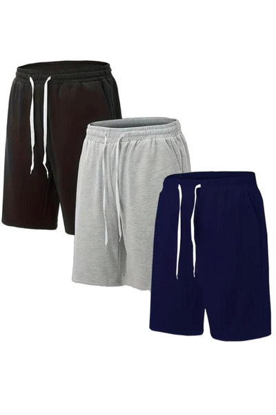 SURMARİ Set of 3 Comfortable Fit Unisex Combed Cotton Sports Shorts