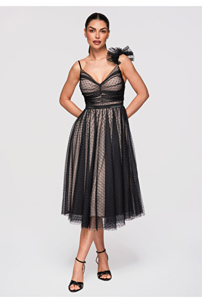 Larica OMBRE Γυναικείο Φόρεμα κοκτέιλ μίντι εφαρμοστό LA-OM-DLR324 Μαύρο