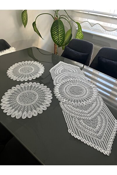 BRL ÇEYİZ HOME Σετ σαλονιού 3 τεμαχίων Luxury με διακοσμητικά σχέδια σε λινό ...