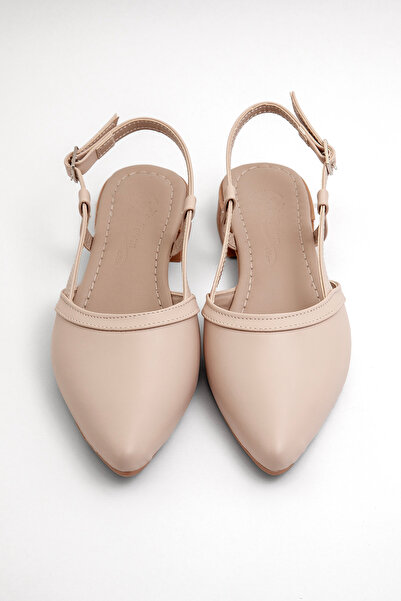 EREN POLAT Kadın Keten Arkası Acık Sivri Burun Günlük Babet