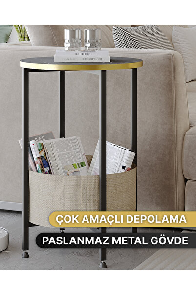 Bino KUMAŞ SEPETLİ Yan Sehpa Orta Sehpa Zigon Sehpa Servis Sunum Sehpası C Se...