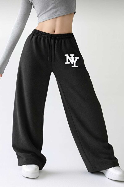 Le Vion Γυναικείο φαρδύ παντελόνι φόρμας με λεπτομέρεια εκτύπωσης, φαρδύ, υπε...