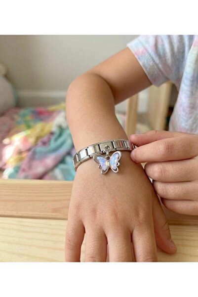 bijoux uniques سوار من الفولاذ الإيطالي مع شكل فتاة
