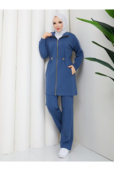 moda4b Women's 2-Piece Tracksuit Set Two-Thread Cotton Zipper Casual N-05512 ...