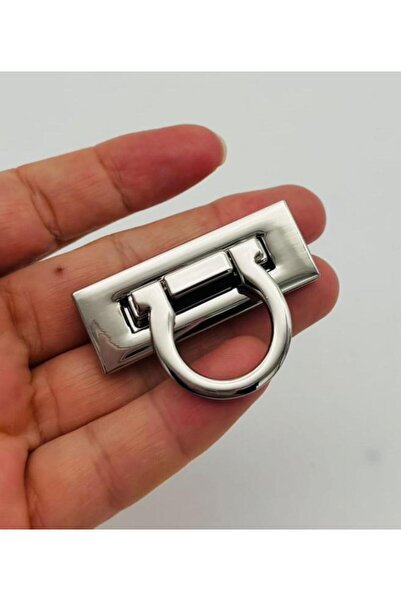 angel çanta aksesuar Ασημένια κλειδαριά με δαχτυλίδι 4,5x3 εκ.