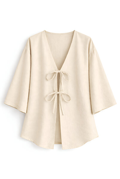 SevdeUgur Tie-Front Kimono Tunic – Oversized, New Season, Comfortable Fit, St...