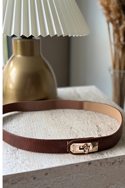 Dilay Gökoğlu Butik Καφέ ζώνη με ελαστικό άκρο στην πλάτη και κλείδωμα