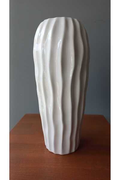 Lamba Dekoratif Deniz Kabuğu Desenli Modern Vazo 35cm