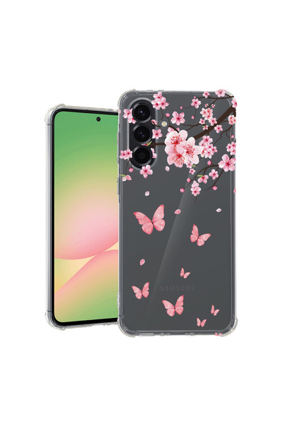 bestcase Αντικραδασμική Θήκη για Samsung Galaxy A55, Ροζ Άνθη Κερασιάς & Πετα...