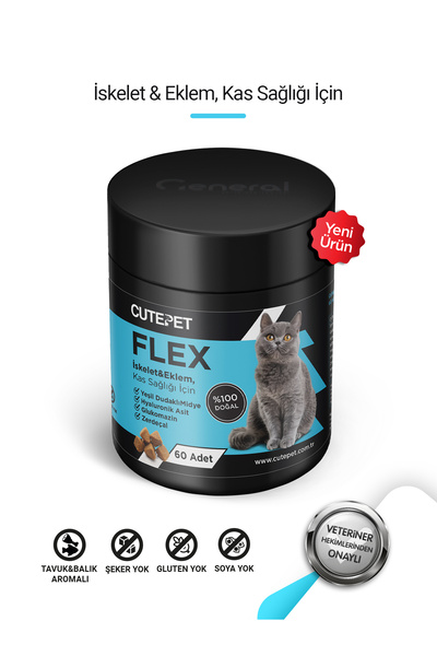 CutePet Flex Kedi Eklem ve Tableti 60 Adet – Glukozamin Kondroitin MSM Destekli