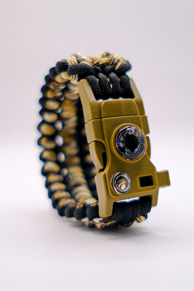 Tantobushcraft Survival Paracord Bileklik Termometreli Pusulalı Ateş Başlatıc...