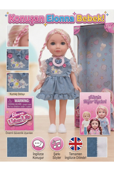 craftivio Elonna İngilizce Konuşan ve Şarkı Söyleyen Oyuncak Bebek Eğitici Kı...