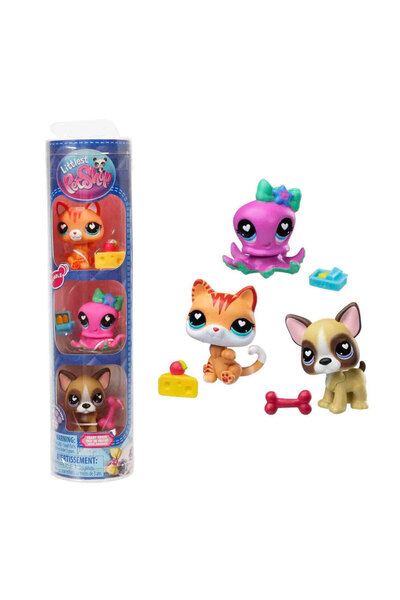Littlest Pet Shop Minişler 3’lü Figür Seti S4 Kedi-Ahtapot-Boston Terrier Köpek