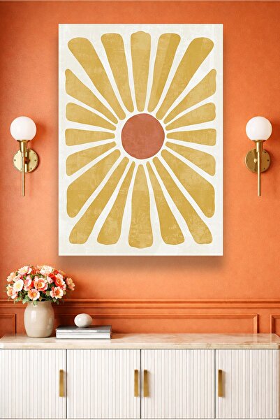DEKORTR Boho Güneş Işını Desenli Soyut Kanvas Tablo Minimal Retro Modern Duva...