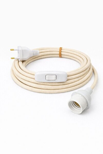 CONANA E27 Duy, Kumaş Örgü Kablolu, Arapuar Anahtarlı Fiş (2X0,50) Bordo 2 Metre