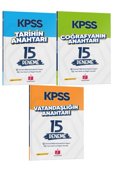Anahtar Kitap 2026 Kpss'nin Anahtarı Genel Kültür 3'lü Deneme Seti - Tarih, C...