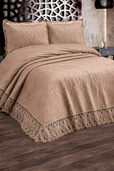 Hig Store Διπλό κάλυμμα κρεβατιού - Μπεζ - Geblümt