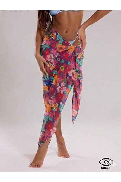 randevu Πολύχρωμο σιφόν παρεό με κορδόνια