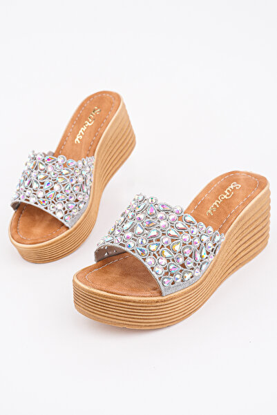 Madam Tarz SPR-2004 Παντόφλες με ψάθινη σόλα και πέτρες