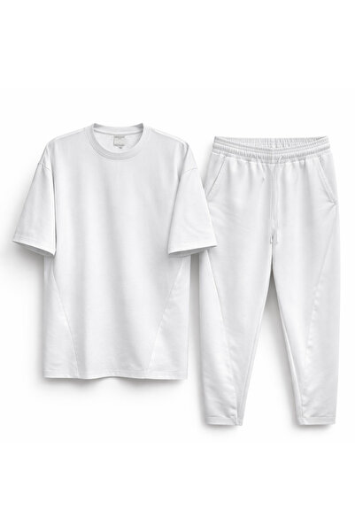 ARMY STORE Men's Oversize White/Black Sport Set – Casual T-Shirt and Pants - ...