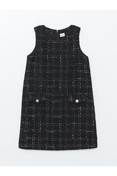 LC Waikiki Rochie din tweed pentru fete cu guler rotund