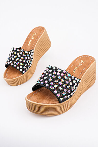 Madam Tarz SPR-2004 Παντόφλες με ψάθινη σόλα και πέτρες