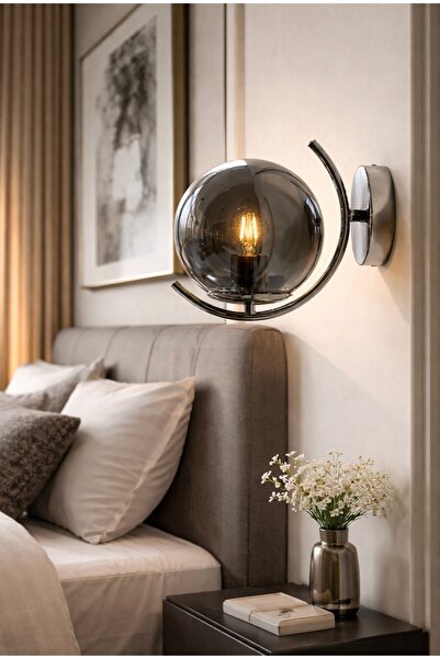 demet habek mylights Chrome Plated Modern Sconce E27 Lampholder Smoked Glass ...