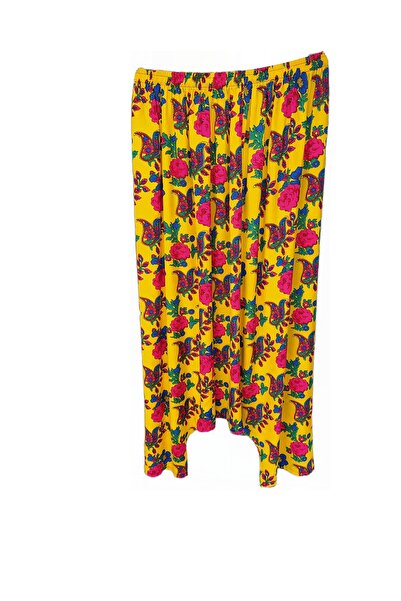 Butik Beli lastikli şalvar viskon kumaş cepli