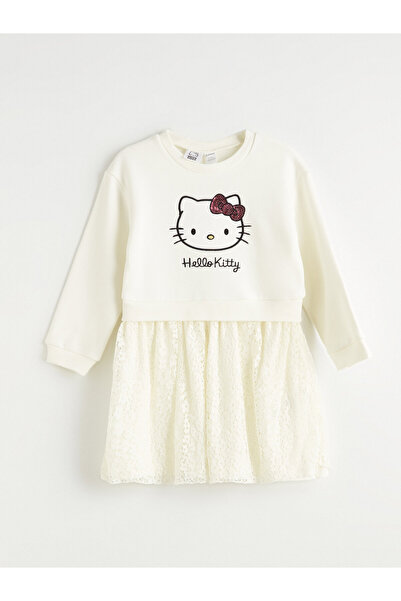 LC Waikiki Hello Kitty Lace-Trimmed Dress for Girls