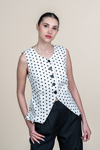 MissVina Κοντό γιλέκο με σχέδιο πουά 9144