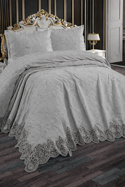 Hig Store Natalie French Guipure Dowry Σετ Κάλυμμα Κρεβατιού Διπλό Μεγάλο Σετ...