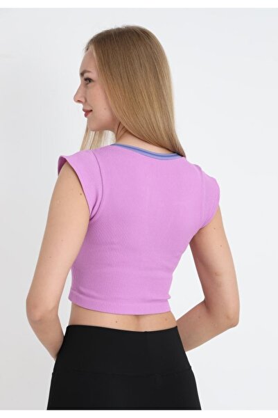 Serena Crop tricou damă cu mânecă scurtă ,mov