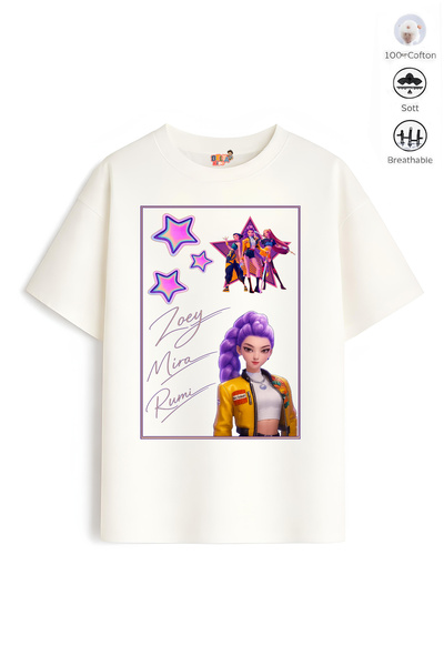 Belya Kids Wear Κοριτσίστικο μπλουζάκι με σχέδιο Full Mold Hun Design 4 Oversize