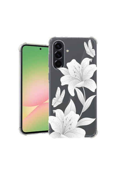 bestcase Αντικραδασμική Θήκη για Samsung Galaxy A55, Φλοράλ - Κομψός Λευκός Λ...