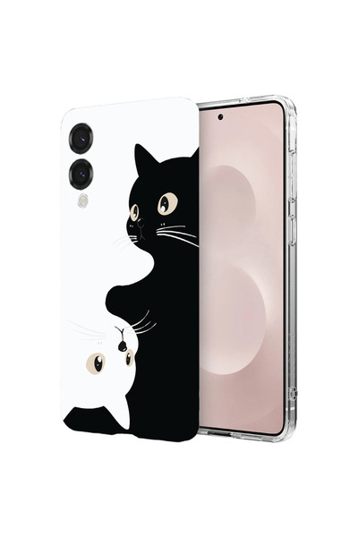 bestcase Αντικραδασμική Θήκη για Samsung Galaxy S25 Edge, Μαύρες & Λευκές Γάτ...